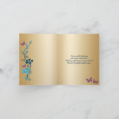 ターコイズゴールドパープルフラワー感謝カード サンキューカード (内部)