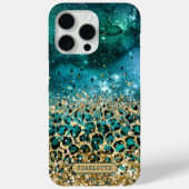ターコイズゴールドヒョウ柄ギャラクシー オーダーメイド 名前入り Case-Mate iPhoneケース (裏面)