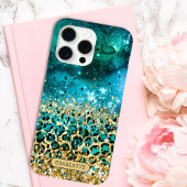 ターコイズゴールドヒョウ柄ギャラクシー オーダーメイド 名前入り Case-Mate iPhoneケース
