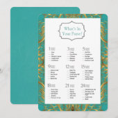 ターコイズゴールドフラワーズ ブライダルシャワーゲーム 招待状 (正面/裏面)