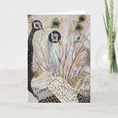 ターコイズゴールドホワイトペコックの誕生日 カード (正面)