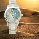 ターコイズゴールドマーブルウォッチ-特大シルバーブレスレット 腕時計<br><div class="desc">ユニセックス ティール＆ゴールド マーブル ウォッチ - オーバーサイズ シルバーブレスレット - 彼または彼女へのパーソナライズされたギフト - カスタム アニバーサリー＆カップル プレゼント</div>