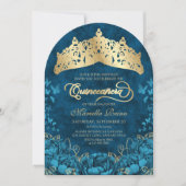 ターコイズゴールドロイヤルクラウンフローラルキンセアニエラ招待状 招待状 (正面)
