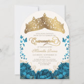 ターコイズゴールドロイヤルクラウンフローラルキンセアニエラ 招待状 (正面)