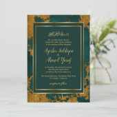 ターコイズゴールド水彩イスラム結婚式 招待状 (スタンド正面)