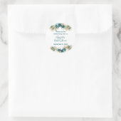 ターコイズゴールド水彩花ブライダルシャワー ラウンドシール (バッグ)