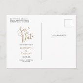 ターコイズゴールド瑪瑙大理石デザインのSave the Date 案内ポストカード (裏面)