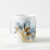 ターコイズゴールド透明なもやの花 | あなたの名前 コーヒーマグカップ (正面左)