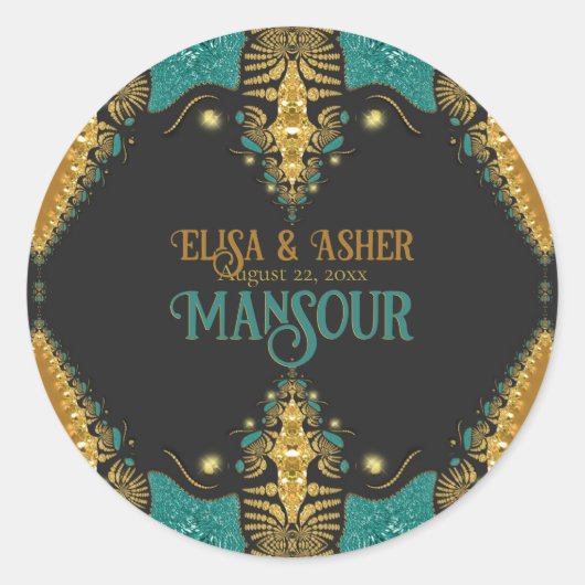 ターコイズゴールド&ブラック バロック ボヘミアントリバルビューティー ラウンドシール (正面)