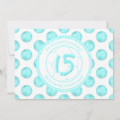 ターコイズサッカーボールのパターンガーリー誕生日 招待状 (裏面)