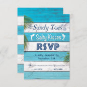 ターコイズサンディは塩辛いキスRSVPをつま先で触ます 出欠カード (正面/裏面)