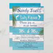 ターコイズサンディは招待を結婚している塩辛いキスをつま先で触ます 招待状 (正面/裏面)