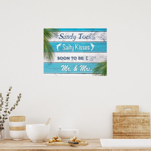 ターコイズサンディ足指の塩辛いキスミスター&ミセス・ポスター ポスター (キッチン)