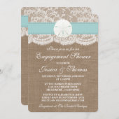 ターコイズサンドドルビーチ婚約シャワー 招待状 (正面/裏面)