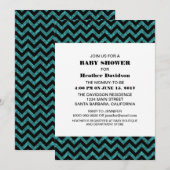 ターコイズシェブロングリッターベビーシャワー招待状 招待状 (正面/裏面)