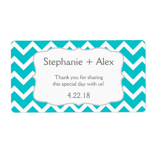 ターコイズシェブロン水カスタマイズ瓶- it! ラベル (正面)