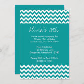 ターコイズシェブロン誕生日招待状 招待状 (正面/裏面)
