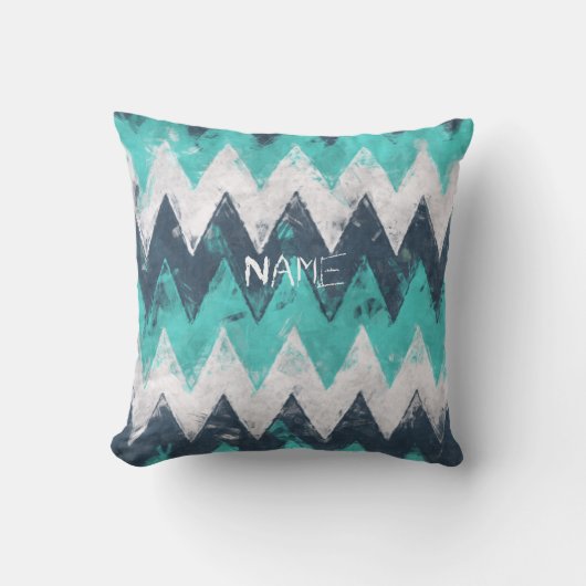 ターコイズシェブロン クッション (正面)