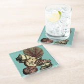 ターコイズシェルアンドレッドコーラルコレクション ガラスコースター (アングル)