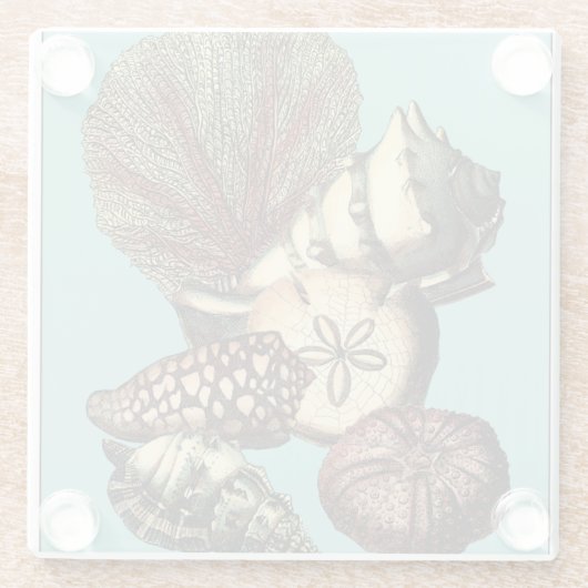 ターコイズシェルアンドレッドコーラルコレクション ガラスコースター (裏面)