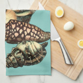 ターコイズシェルアンドレッドコーラルコレクション キッチンタオル (四つ折り)