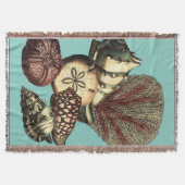 ターコイズシェルアンドレッドコーラルコレクション スローブランケット (正面)