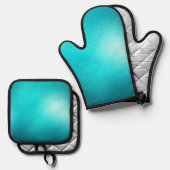 ターコイズシックアクアブルー 鍋つかみ&鍋敷きセット (正面/裏面)