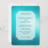 ターコイズシックアクア結婚ブルー 招待状 (正面)
