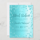 ターコイズシックグリッターフォトスイート16 招待状 (正面)