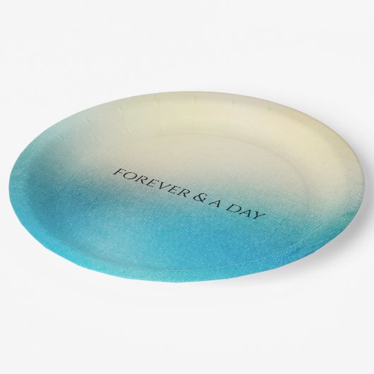 ターコイズシックホワイトアクアブルー結婚ズ ペーパープレート (アングル)