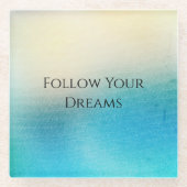 ターコイズシックホワイトアクアブルー ガラスコースター (正面)