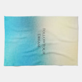 ターコイズシックホワイトアクアブルー キッチンタオル (横)