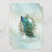 ターコイズシャビーピーコック 招待状 (正面/裏面)