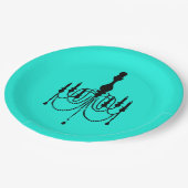 ターコイズシャンデリアプリント ペーパープレート (アングル)