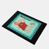 ターコイズシャンパンベージュスコッチドッグウェルカム ドアマット (アングル)