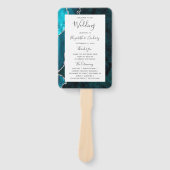 ターコイズシルバーアゲートの結婚式プログラム ハンドファン (正面)