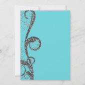 ターコイズシルバーグリッター スワール スイート16 バースデーパーティー 招待状 (裏面)