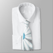 ターコイズシルバーホワイトデイジーワイルドフラワー結婚ズ ネクタイ (タイ)