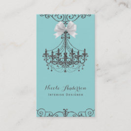 ターコイズシルバーホワイトボウヴィンテージグラムデザイナー 名刺
