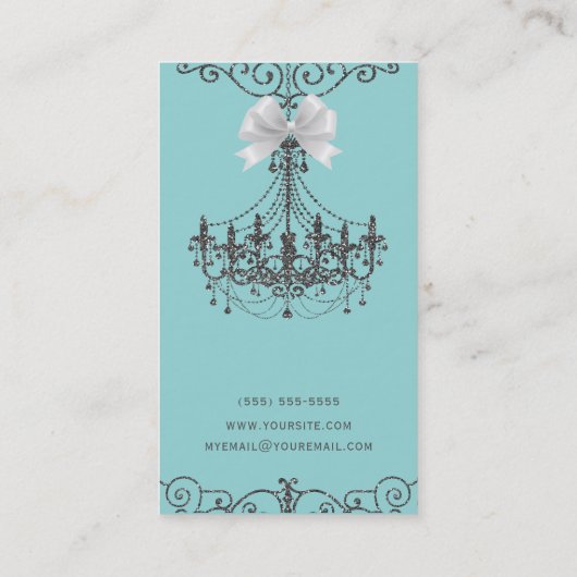 ターコイズシルバーホワイトボウヴィンテージグラムデザイナー 名刺 (裏面)