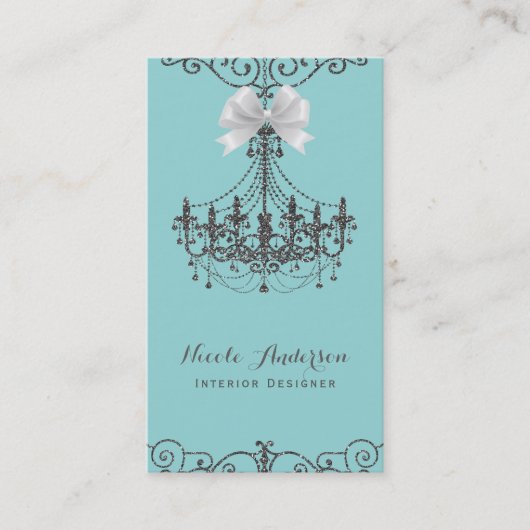 ターコイズシルバーホワイトボウヴィンテージグラムデザイナー 名刺 (正面)