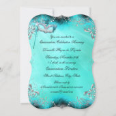 ターコイズシルバーマスクパーティー15歳誕生日招待状 招待状 (裏面)