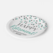 ターコイズシルバー紙吹雪ハッピーリタイア ペーパープレート (アングル)