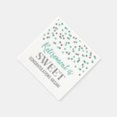 ターコイズシルバー紙吹雪リタイアズスウィート スタンダードカクテルナプキン (角)