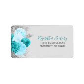 ターコイズシルバー結婚フローラ差出人住所 ラベル (正面)