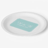 ターコイズシンプルでエレガントな結婚式 ペーパープレート (アングル)