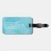 ターコイズシンプルとシックアクア名モノグラム ラゲッジタグ (裏面横)