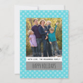 ターコイズシンプルスノーフレークホリデーフォトフラットカード シーズンカード (正面)