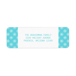 ターコイズシンプルスノーフレークホリデー住所 シール