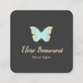 ターコイズシンプルバタフライロゴ スクエア名刺 (正面)